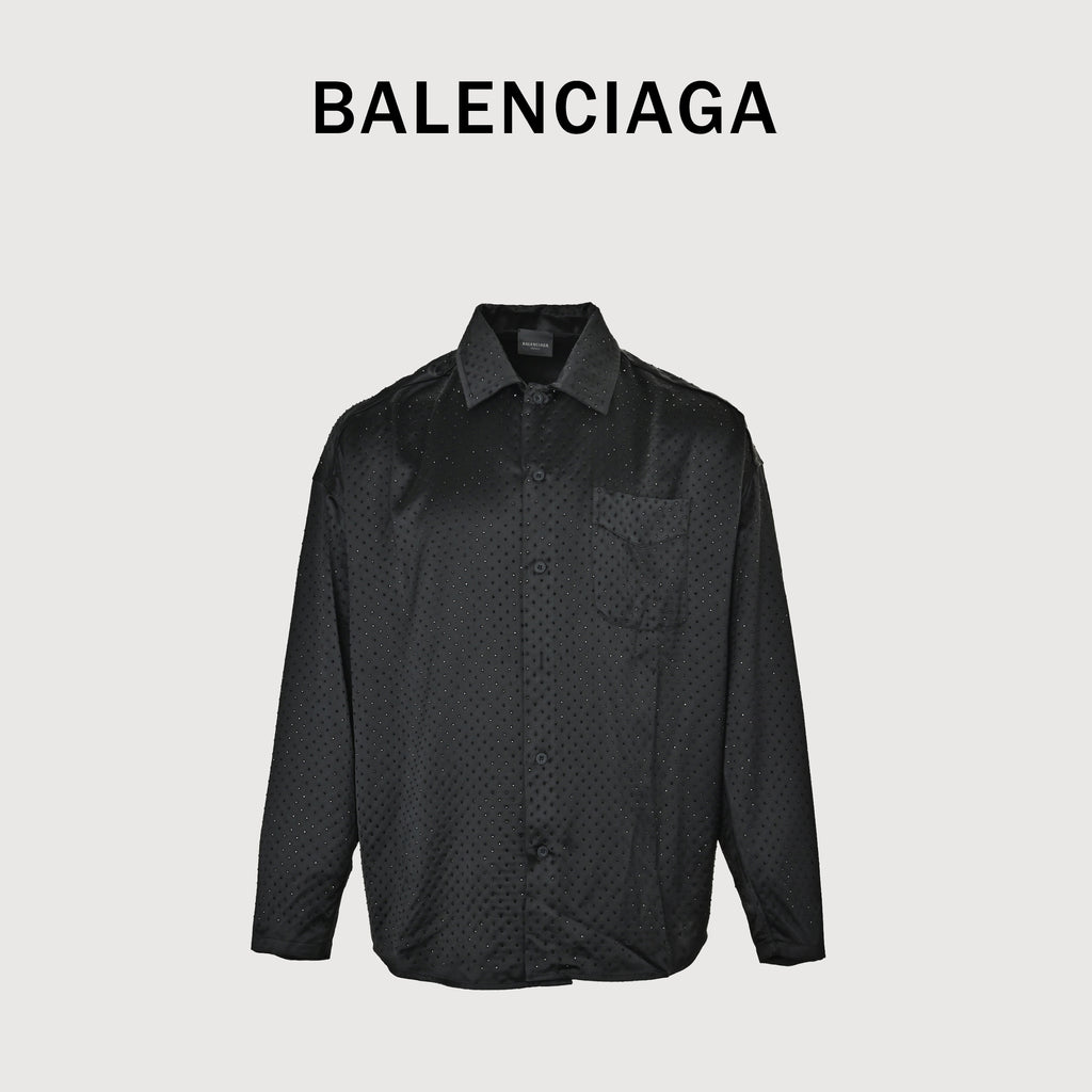 Balenciaga Full Crystal Rhinestone Long Sleeve Shirt  HH6000807