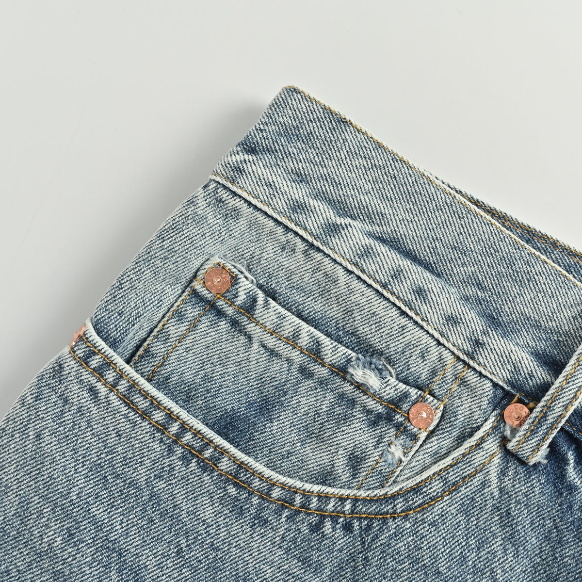 Levi’s x Nike DROP8 Ribbed-Trim Snap Letter Patch Relaxed Jeans – Medium Blue  BF5600829