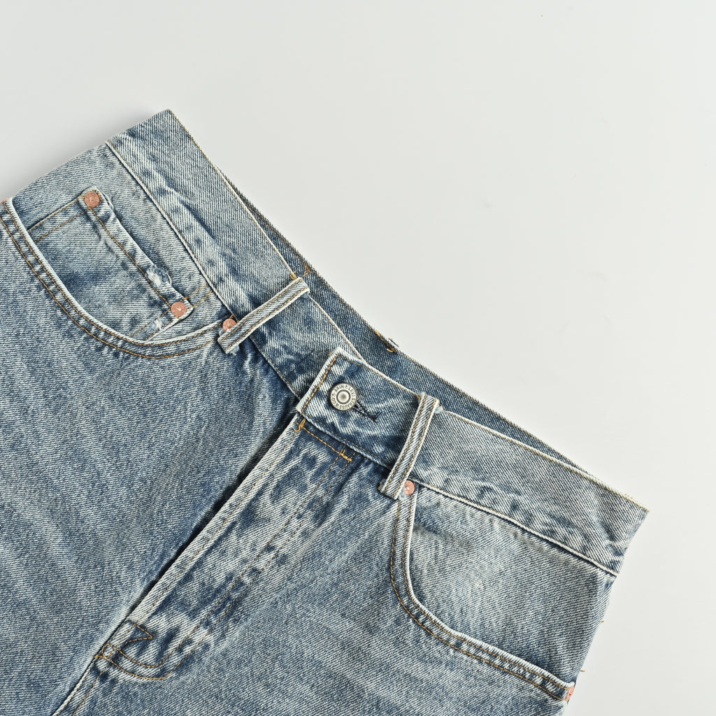 Levi’s x Nike DROP8 Ribbed-Trim Snap Letter Patch Relaxed Jeans – Medium Blue  BF5600829