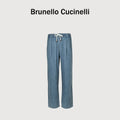 Brunello Cucinelli Washed Cotton Drawstring Double-Pleat Relaxed Jeans – Dusty Blue HY4800731