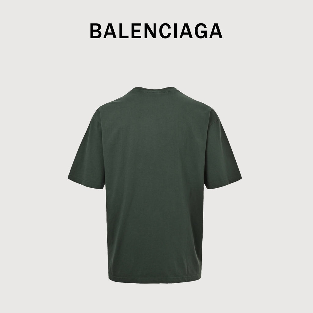 Balenciaga BLCG BB Icon Print Washed Short Sleeve T-Shirt – Dark Green NP2400108