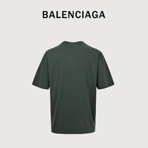 Balenciaga BLCG BB Icon Print Washed Short Sleeve T-Shirt – Dark Green NP2400108