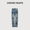 Chrome Hearts CH Couture Cross Leather-Patch Washed Jeans 2026 XM5600829