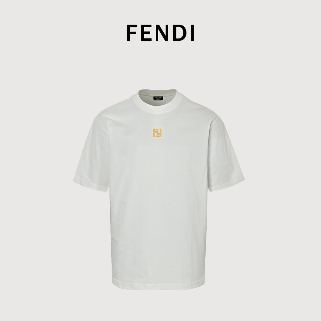 Fendi Minimal FF 3D Embroidered Short Sleeve T-Shirt – White MV2200714