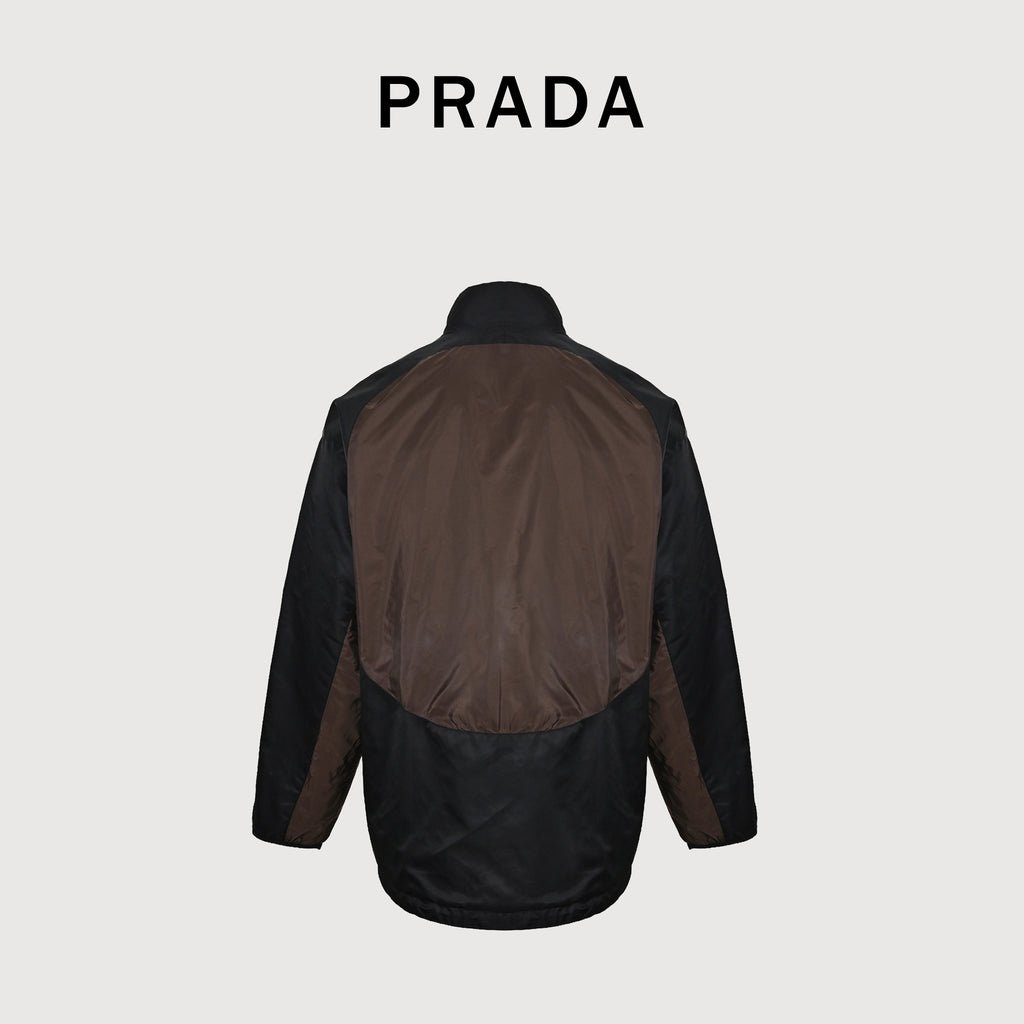 Prada Re-Nylon Brown-Black Colorblock Reversible Stand-Collar Jacket — Men’sSGD270-1WQ9-F0324