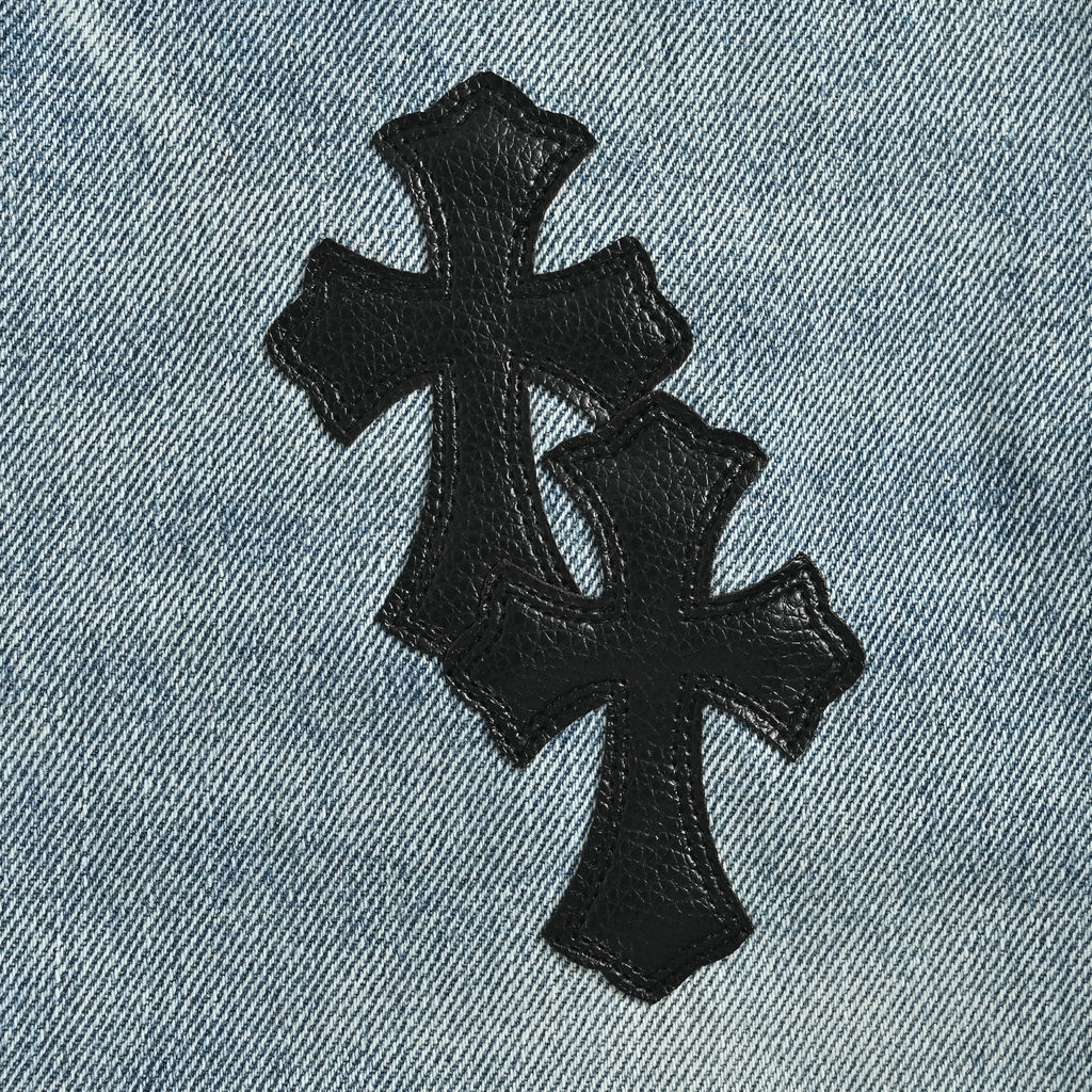 Chrome Hearts CH Couture Cross Leather-Patch Washed Jeans 2026 XM5600829