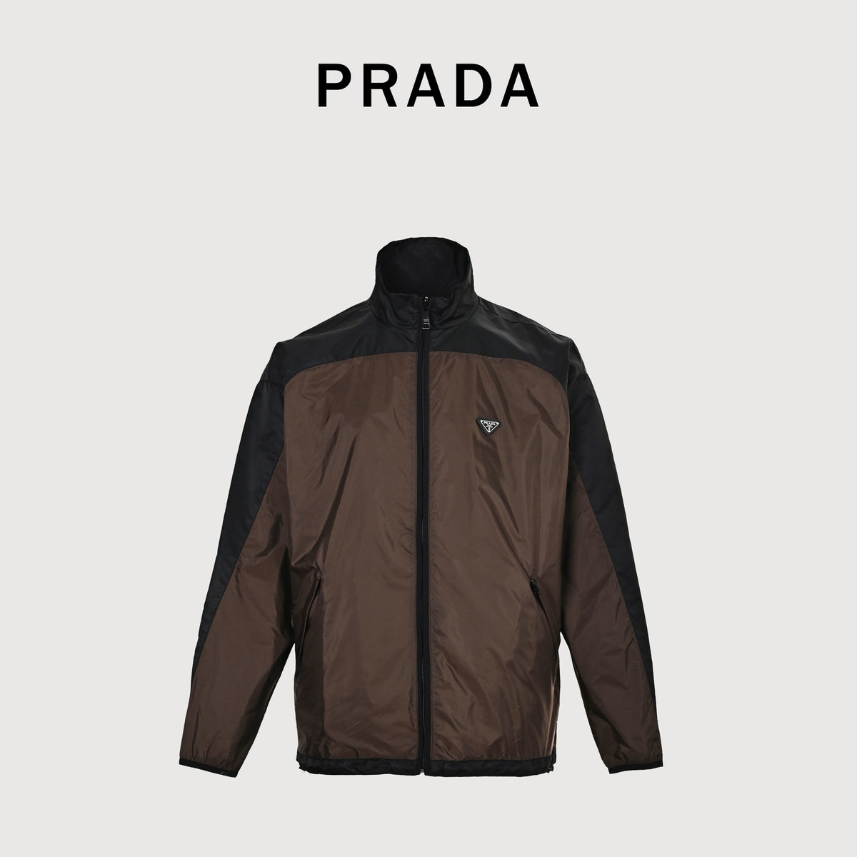 Prada Re-Nylon Brown-Black Colorblock Reversible Stand-Collar Jacket — Men’sSGD270-1WQ9-F0324