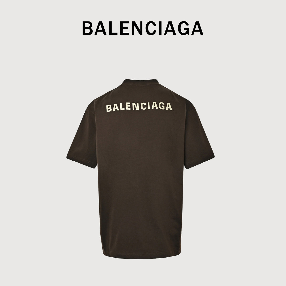 Balenciaga 26SS Slogan Embroidered Letter Short Sleeve T-Shirt – Espresso HH3000622