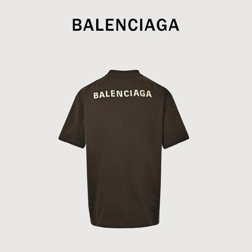 Balenciaga 26SS Slogan Embroidered Letter Short Sleeve T-Shirt – Espresso HH3000622