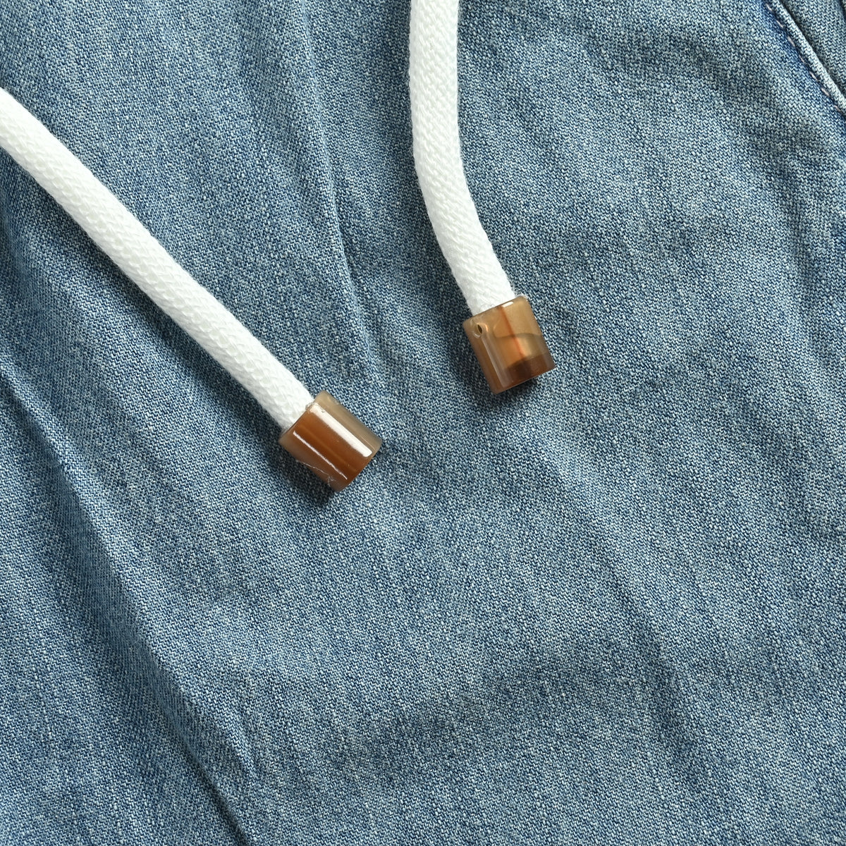 Brunello Cucinelli Washed Cotton Drawstring Double-Pleat Relaxed Jeans – Dusty Blue HY4800731