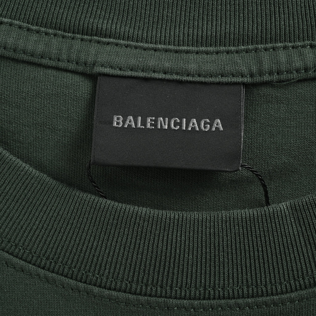Balenciaga BLCG BB Icon Print Washed Short Sleeve T-Shirt – Dark Green NP2400108