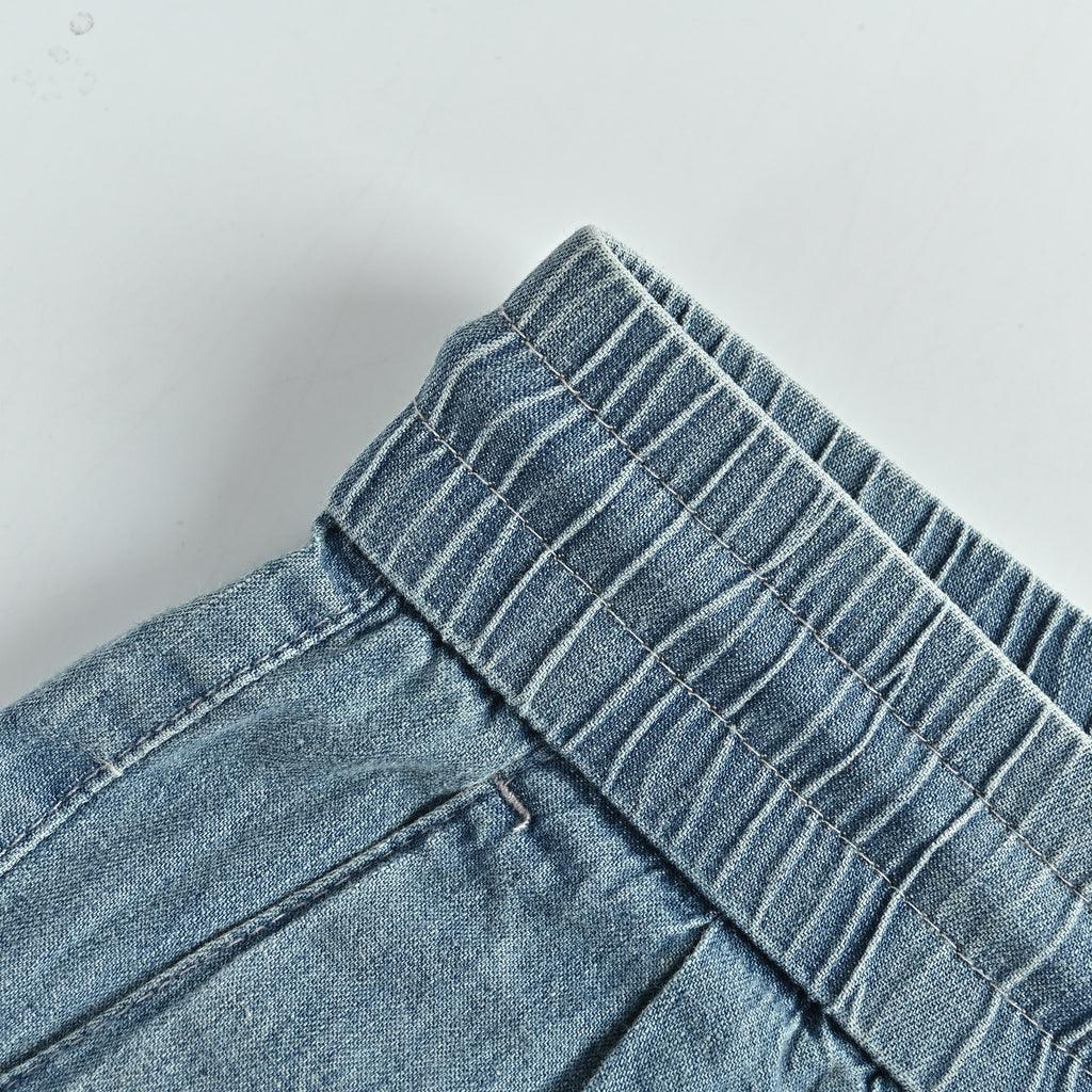 Brunello Cucinelli Washed Cotton Drawstring Double-Pleat Relaxed Jeans – Dusty Blue HY4800731