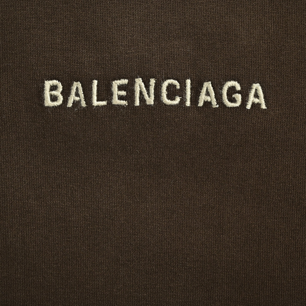 Balenciaga 26SS Slogan Embroidered Letter Short Sleeve T-Shirt – Espresso HH3000622