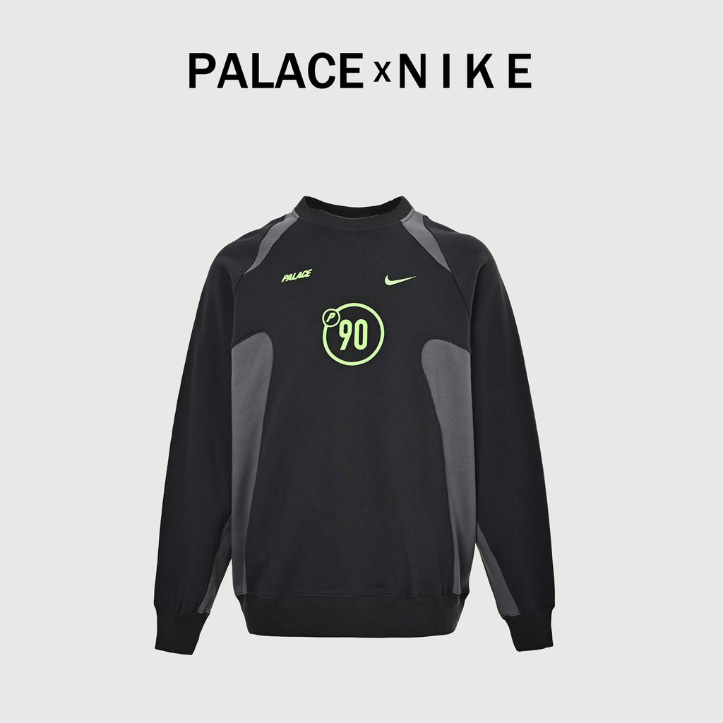 Palace × Nike FW25 Total P90 Crew Sweatshirt — Black P29NCS001