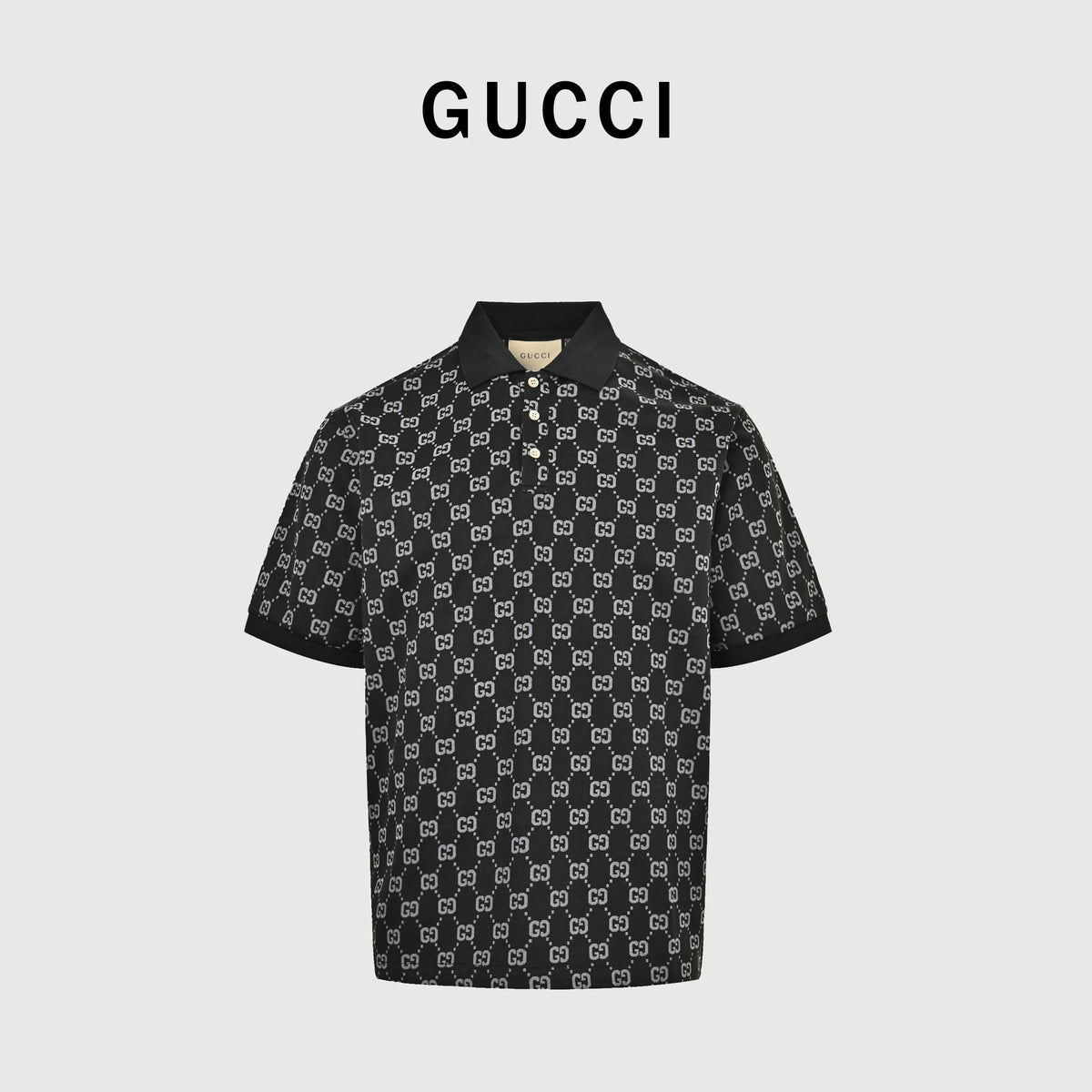 Gucci Classic GG Monogram All-Over Print Polo Shirt – Black SG4400410