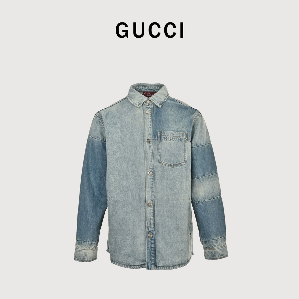 Gucci GUC Washed Embossed Denim Shirt-Jacket 2025  NP6800724