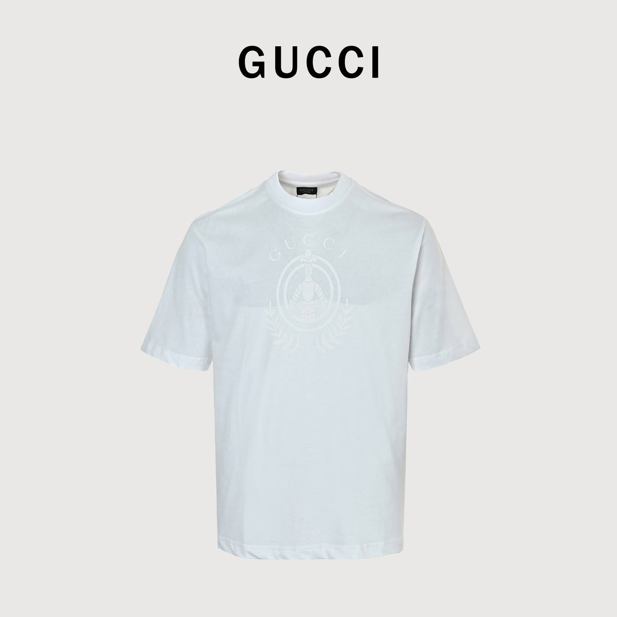 Gucci 26SS Wheat Laurel Crest Badge Print Short Sleeve T-Shirt – white DK2400808-ICE