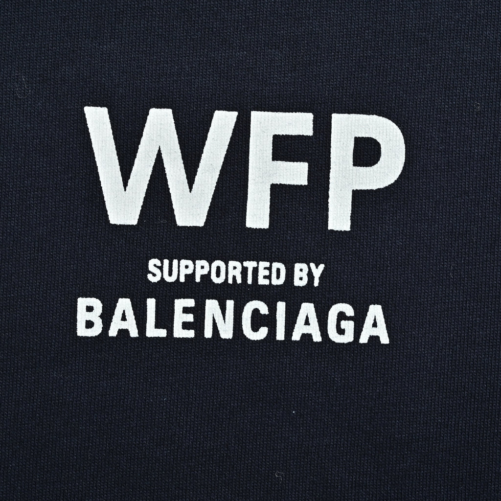 Balenciaga x WFP White Letter Print Short Sleeve T-Shirt – Black YS2800617