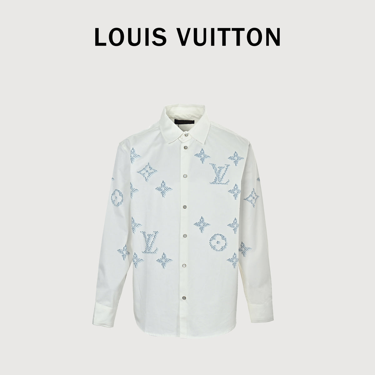 Louis Vuitton LV 26SS Tonal Monogram Rhinestone Relaxed Long-Sleeve Shirt 2026  SG5800819