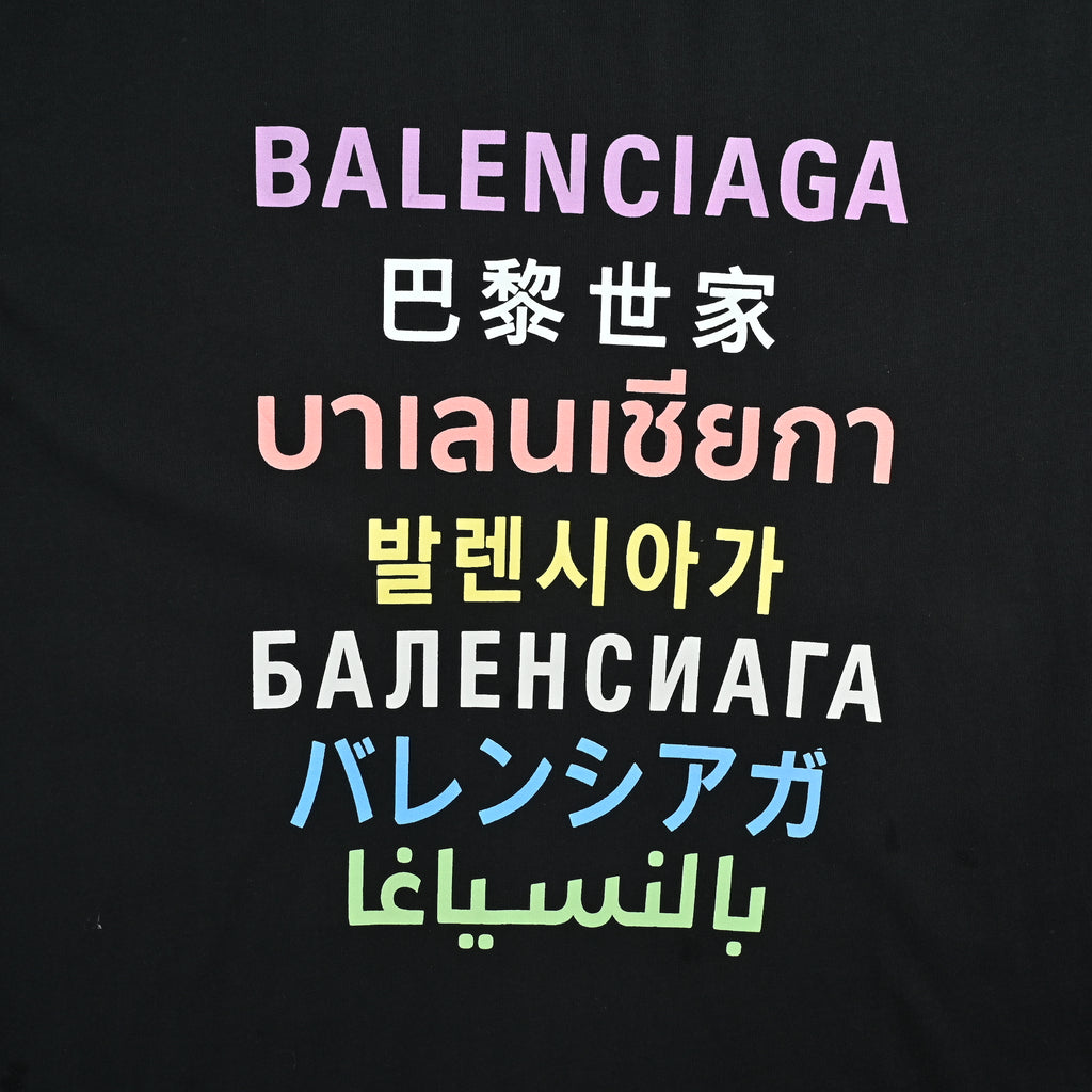 Balenciaga Multilingual Rainbow Letter Print Short Sleeve T-Shirt DFY2200428
