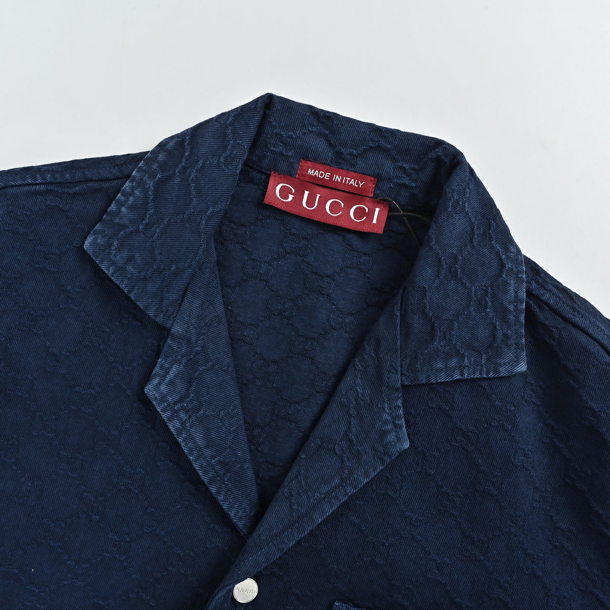 Gucci GG Jacquard Gradient Denim Short Sleeve Shirt – Indigo  SG5800412