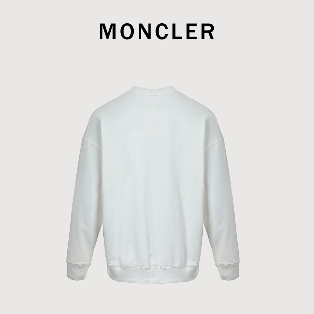 Moncler 26SS Classic Embroidered Double-Logo Crewneck Sweatshirt — White SG4400926