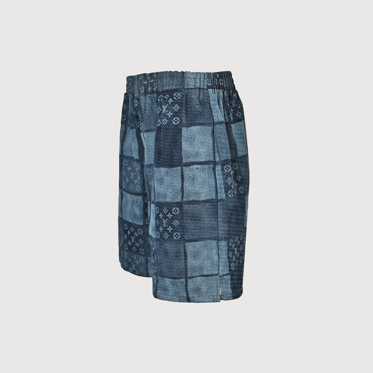 Louis Vuitton 2026SS Pixel Checkerboard LV Monogram Denim Shorts – Multi-Blue R3800716