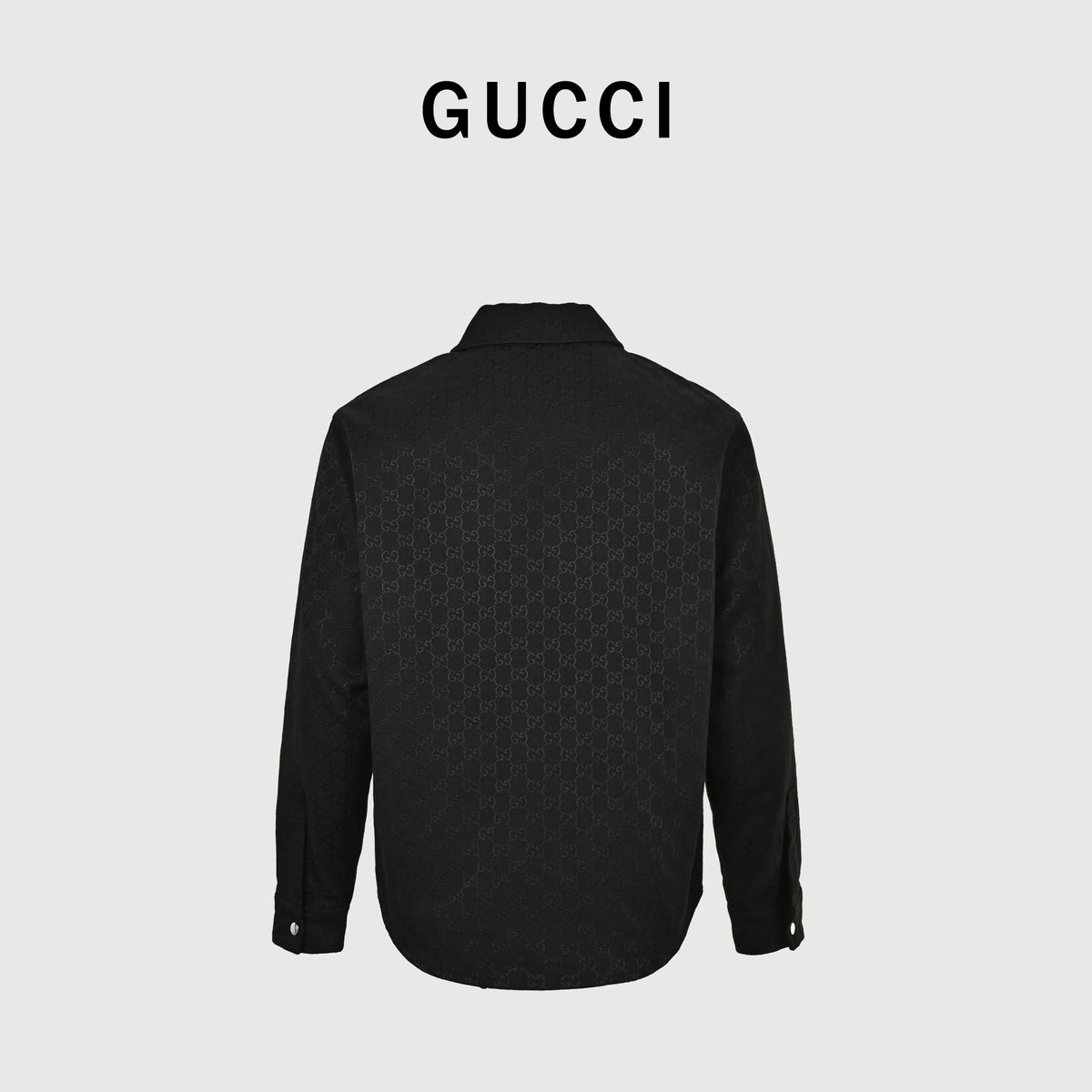 Gucci FW24 GG All-Over Jacquard Shirt-Collar Jacket — Black 787295-ZARAH-1000