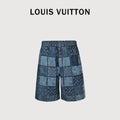 Louis Vuitton 2026SS Pixel Checkerboard LV Monogram Denim Shorts – Multi-Blue R3800716