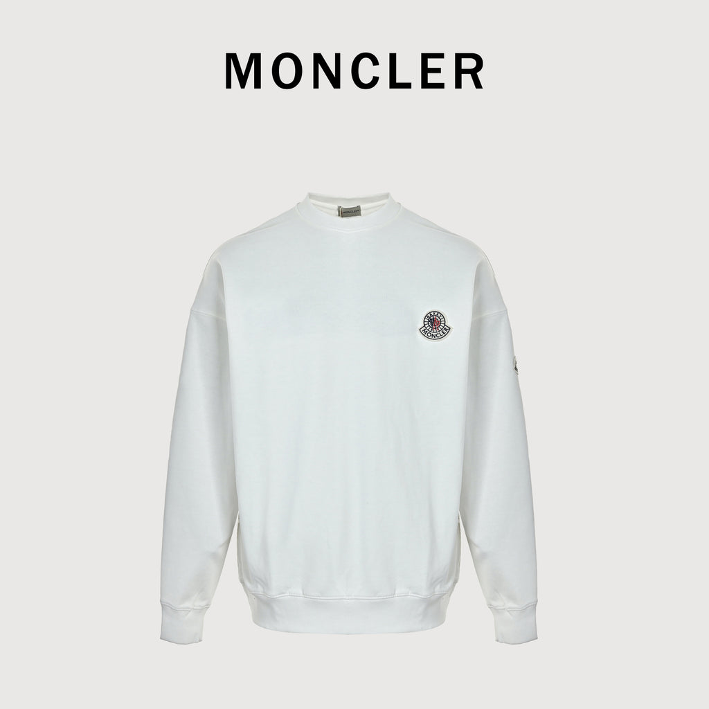 Moncler 26SS Classic Embroidered Double-Logo Crewneck Sweatshirt — White SG4400926