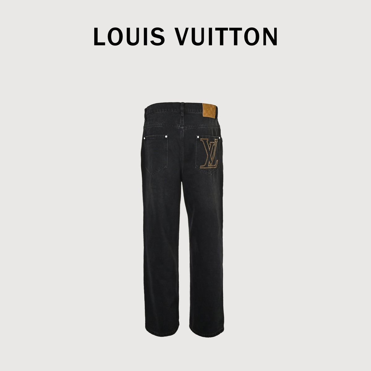 Louis Vuitton 25FW Embroidered Logo Wide-Leg Jeans – Black  DK6001215