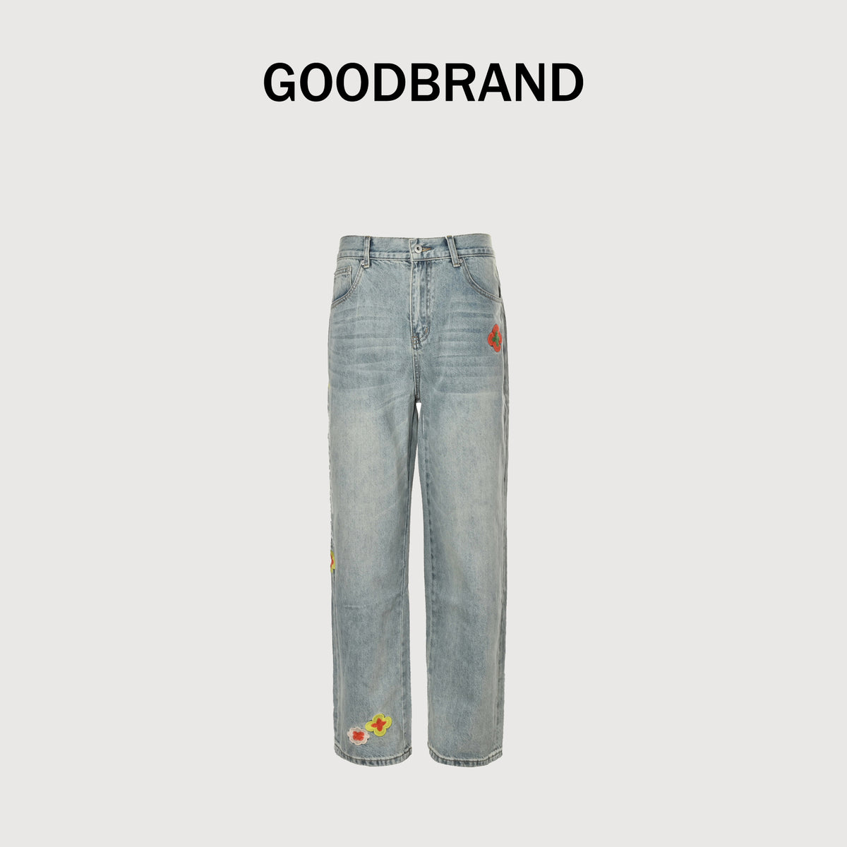 GOODBRAND 2025SS GOODLOVES Floral Vintage Selvedge Raw Jeans – Light Blue SY4801103-LBL