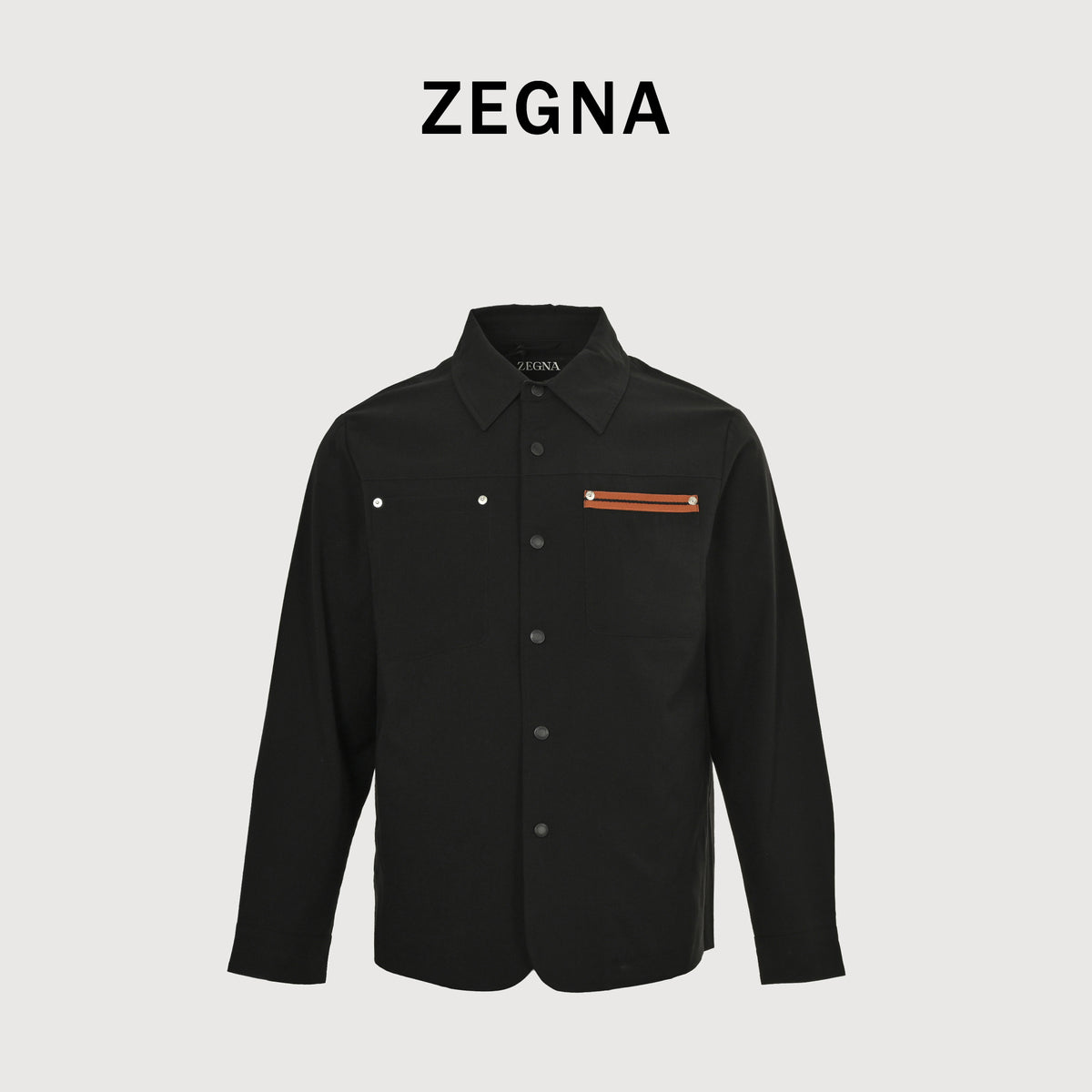 Zegna Button-Front Shirt-Collar Jacket - Black 2025XM7600902