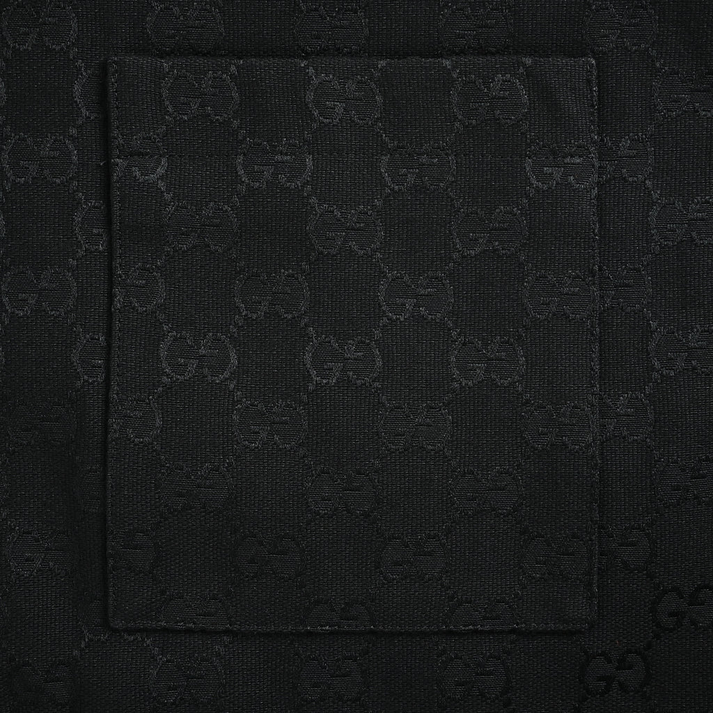 Gucci FW24 GG All-Over Jacquard Shirt-Collar Jacket — Black 787295-ZARAH-1000