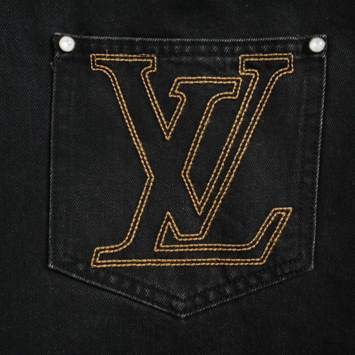 Louis Vuitton 25FW Embroidered Logo Wide-Leg Jeans – Black  DK6001215