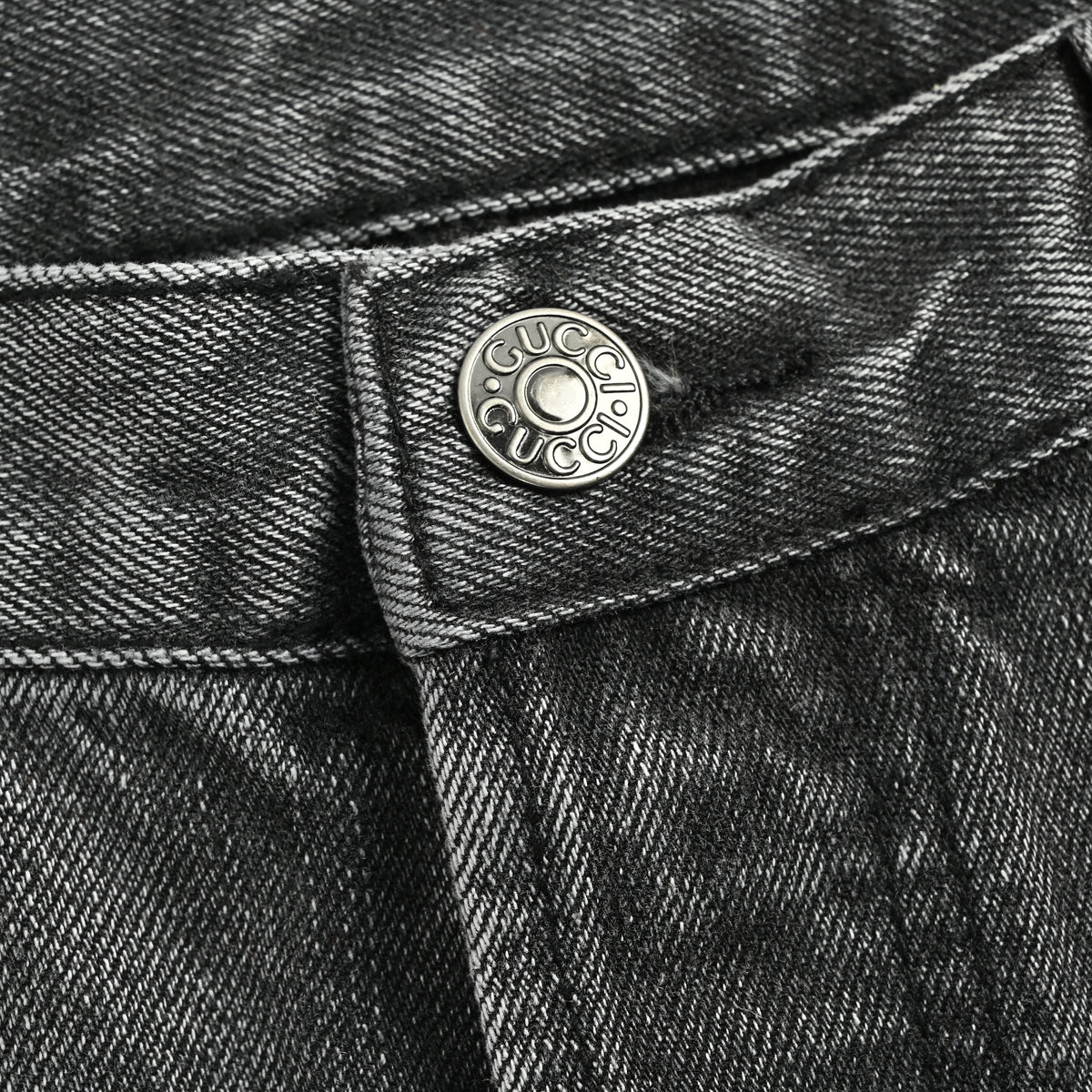 Gucci GUC Nano Lock-Clasp Denim Jeans – Washed Grey   NP6400412