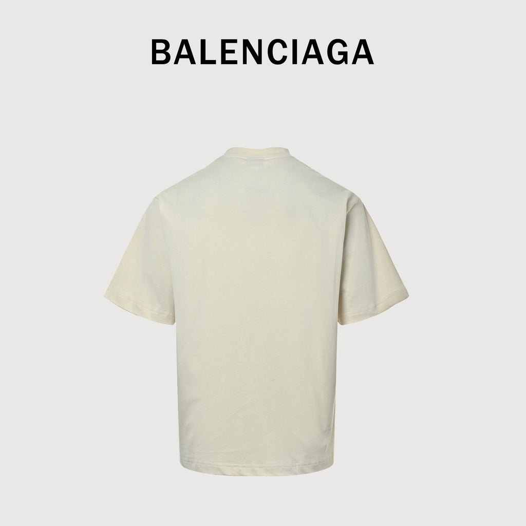 Balenciaga BLCG Chest BB Embroidered Short Sleeve T-Shirt – Cream NP2400602-CRM