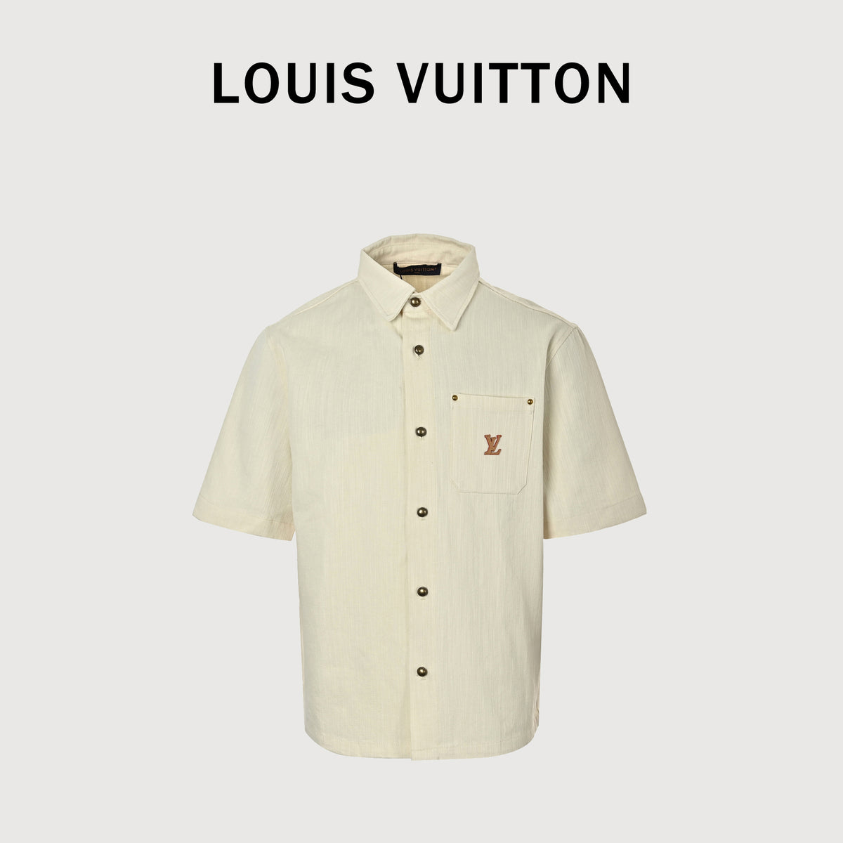 Louis Vuitton LV Leather-Trim Linen-Cotton Slub Short-Sleeve Shirt 2026  NP4000612