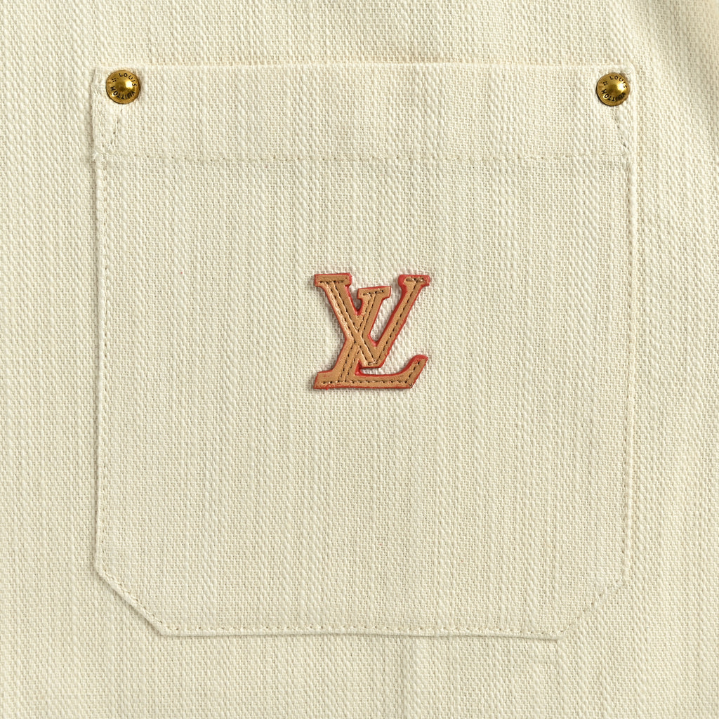 Louis Vuitton LV Leather-Trim Linen-Cotton Slub Short-Sleeve Shirt 2026  NP4000612