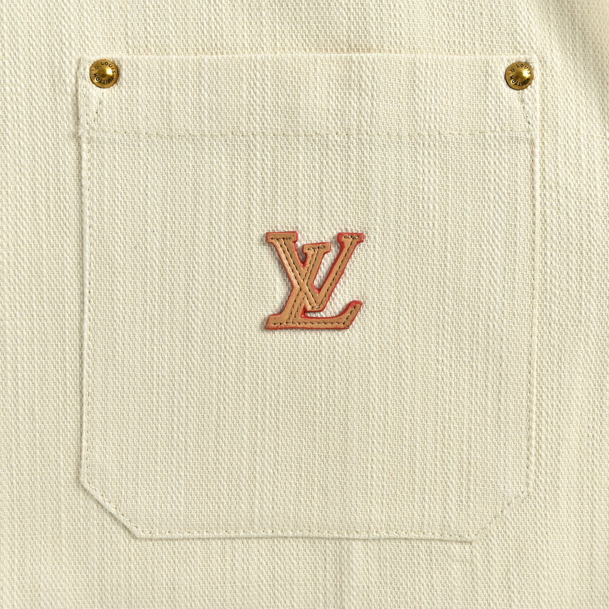 Louis Vuitton LV Leather-Trim Linen-Cotton Slub Short-Sleeve Shirt 2026  NP4000612