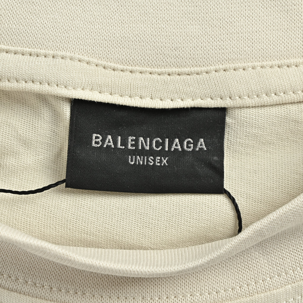 Balenciaga BLCG Chest BB Embroidered Short Sleeve T-Shirt – Cream NP2400602-CRM