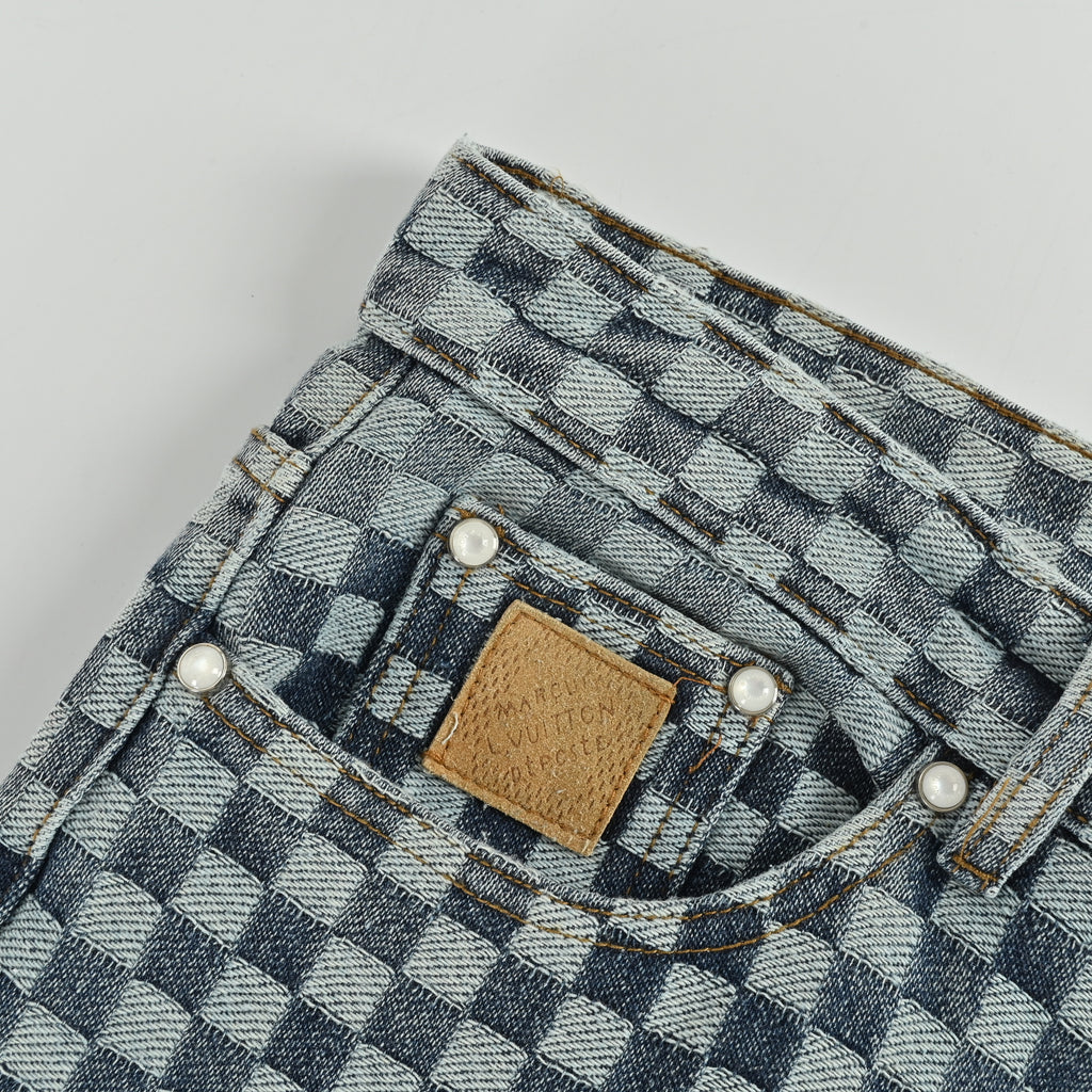 Louis Vuitton 25FW Damier Checkerboard Jacquard Jeans – Grey  DK5201011