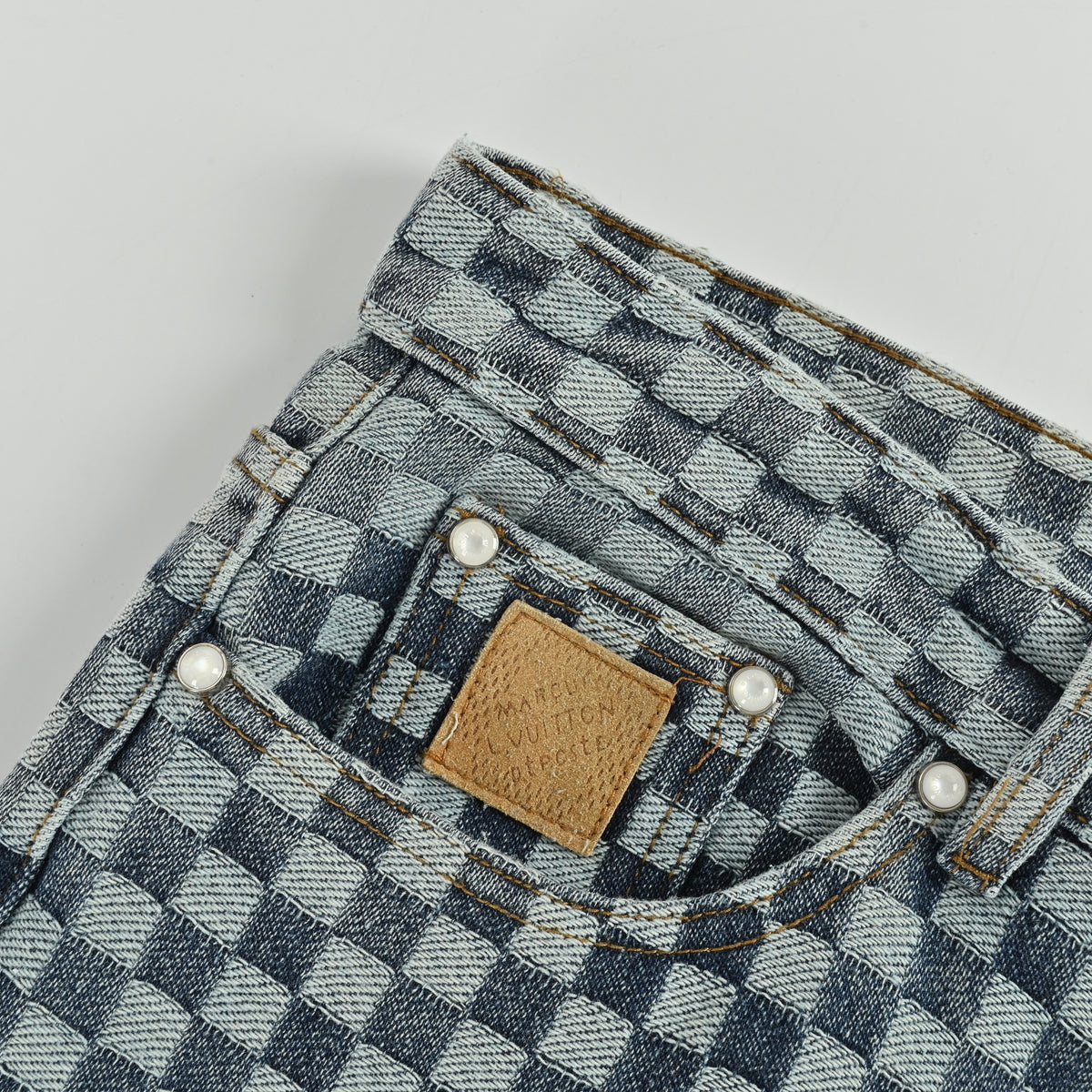 Louis Vuitton 25FW Damier Checkerboard Jacquard Jeans – Grey  DK5201011