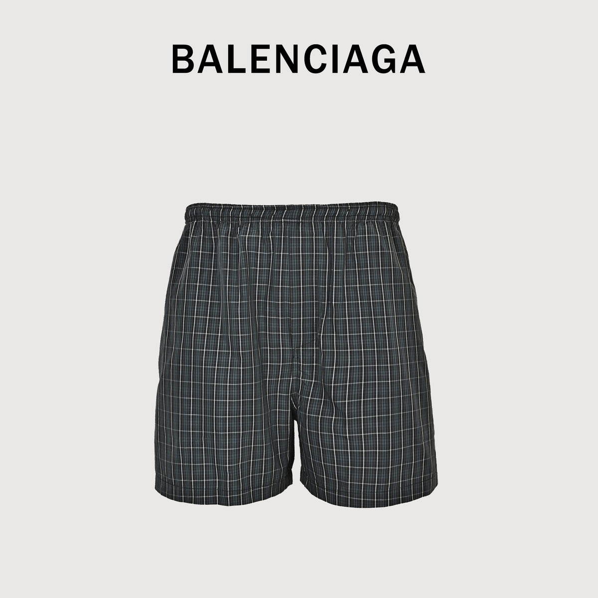 Balenciaga Wheat Crest BB Embroidered Plaid Beach Shorts DK4000731