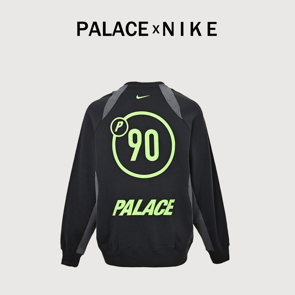 Palace × Nike FW25 Total P90 Crew Sweatshirt — Black P29NCS001