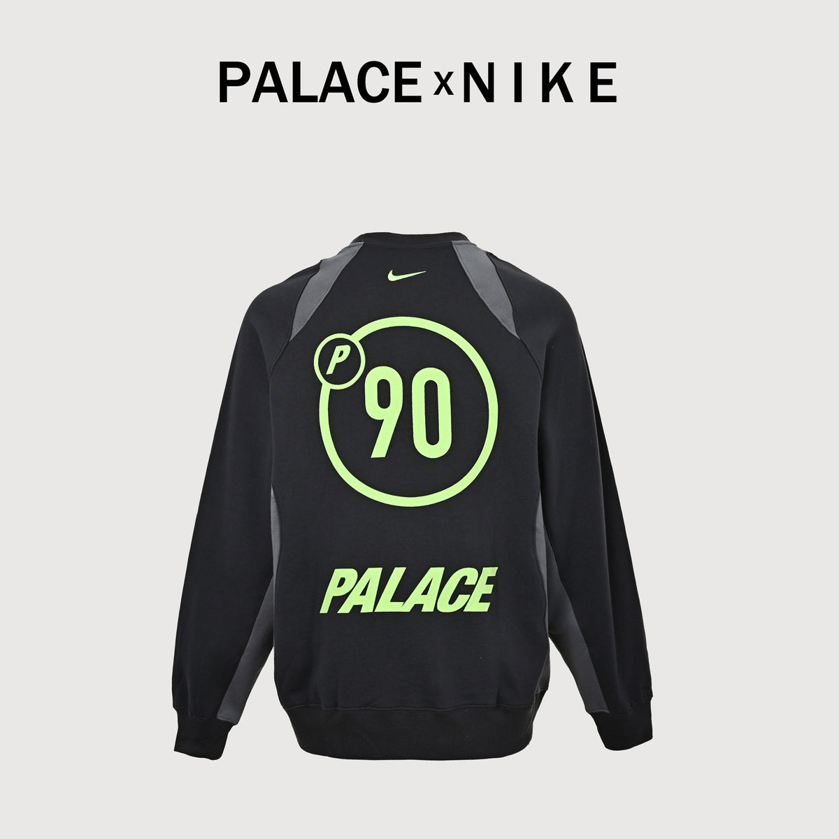 Palace × Nike FW25 Total P90 Crew Sweatshirt — Black P29NCS001