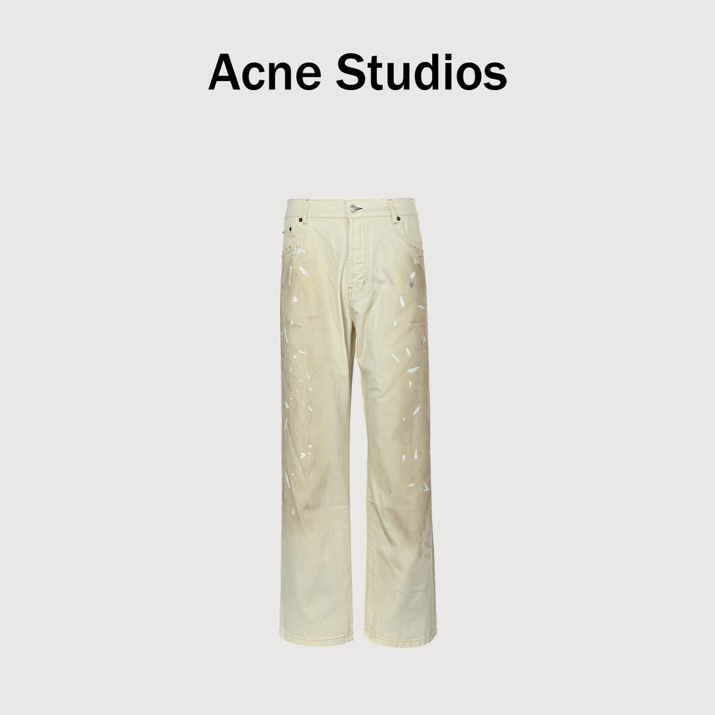 Acne Studios Ink Splash Wide-Leg Jeans – Cream HH5800716