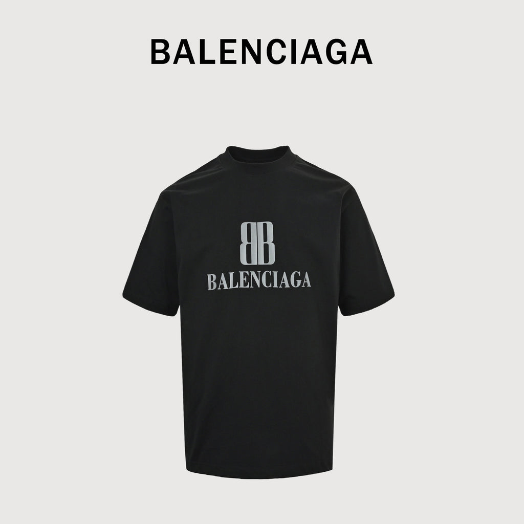 Balenciaga Double BB Monogram Print Crew Neck Short Sleeve T-Shirt XBK2400321