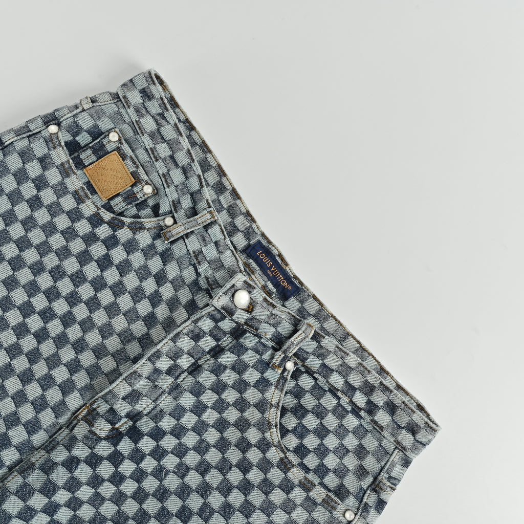 Louis Vuitton 25FW Damier Checkerboard Jacquard Jeans – Grey  DK5201011