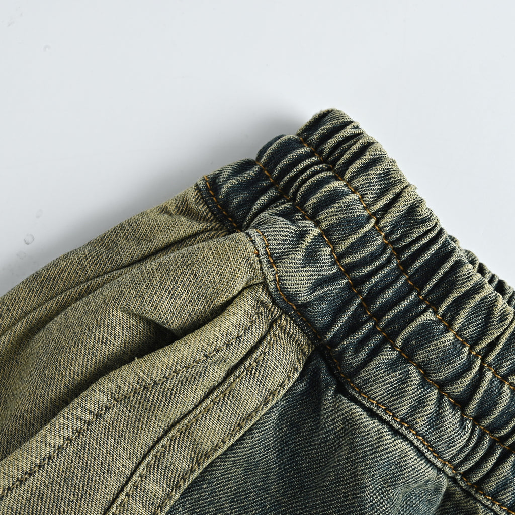 AMIRI Five-Star Embroidered Vintage Wash Wide-Leg Jeans – Olive GreenAMBMJE1037
